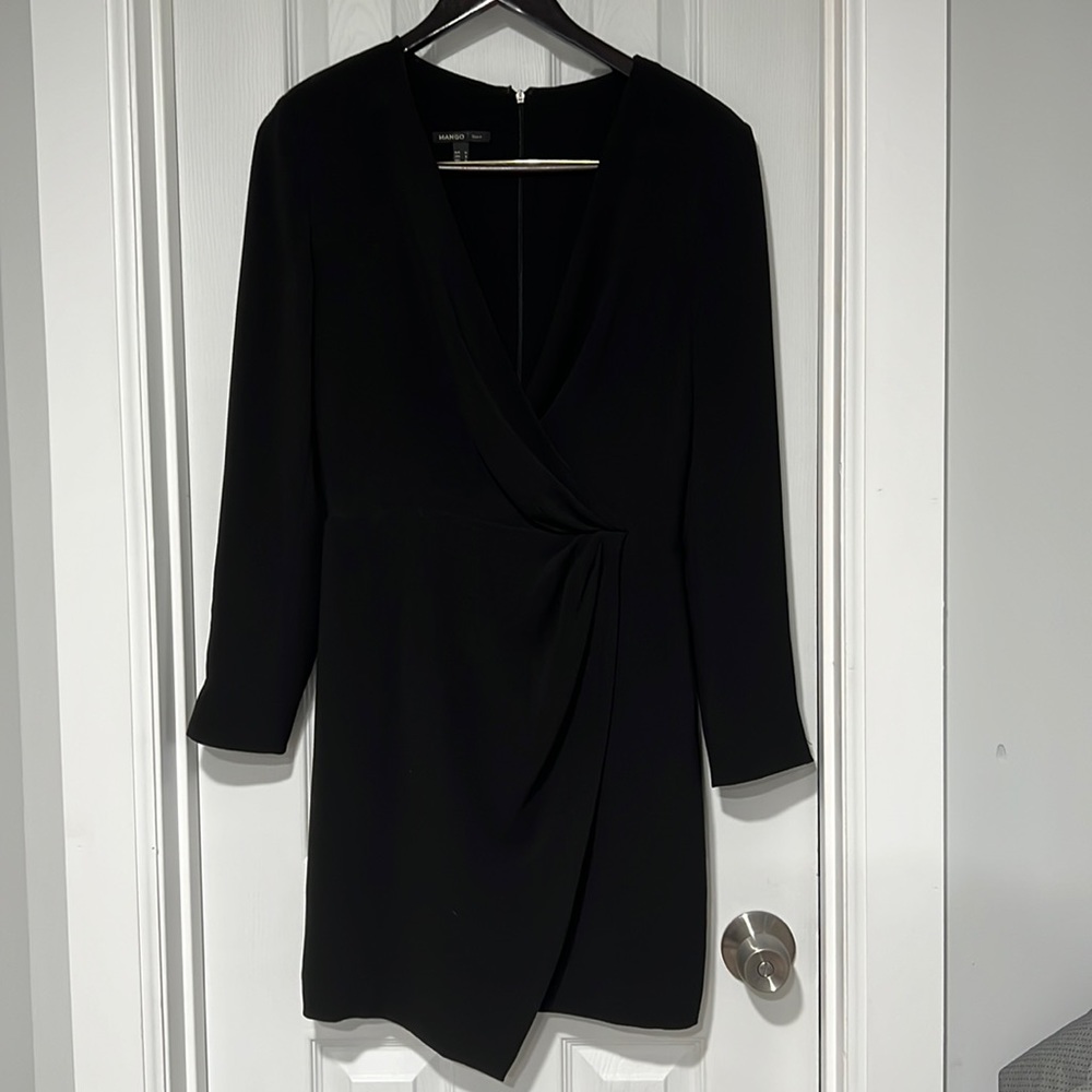 Mango | Long Sleeved Suit Dress with Plunging Neckline - Women's M